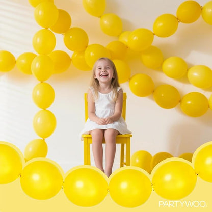 PartyWoo Yellow Linking Balloons 100pcs 12 Inch Yellow Link Balloons | - Image 3