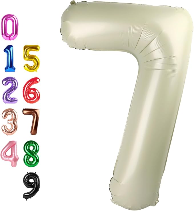 Number Balloons Cream 7 Balloon 40 inch by Enyeopd