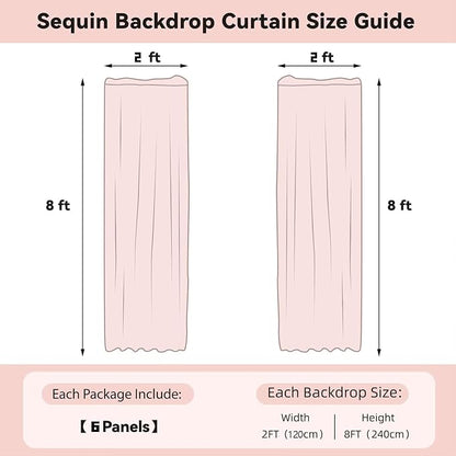 Sugargirl Mint Green Sequin Backdrop Curtain 6 Panels 2FTx8FT Glitter Mint - Image 6