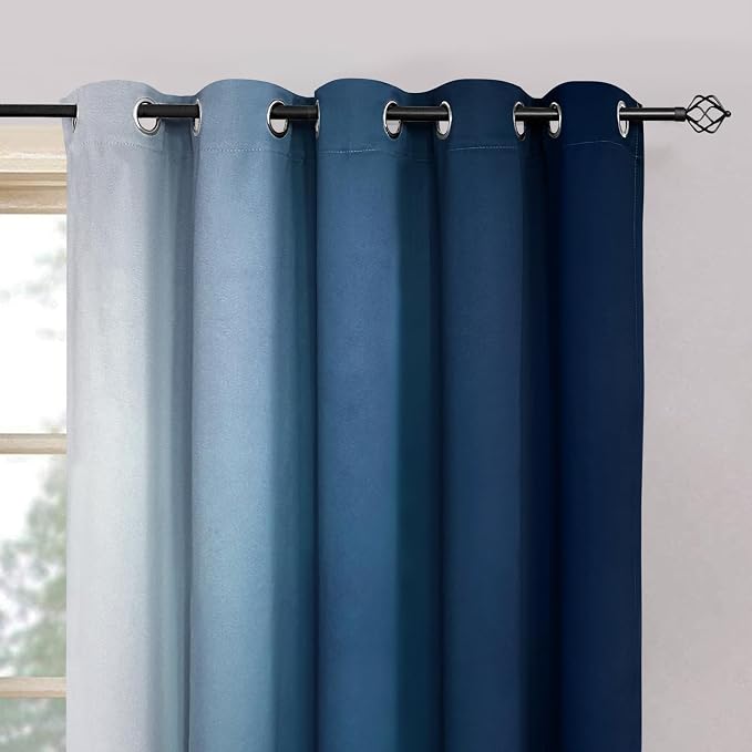 Yakamok Ombre Curtains Blue and Greyish White - Image 3