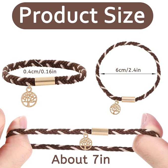 DIYDEC 10PCS Hair Ties Bracelet for Women 5 Styles Soft Braided Boho Hair Bands Elastic No Damage Hair Ties for Girls thick Thin Long Curly Hair Accessories