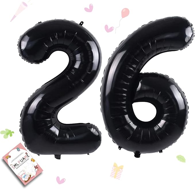40 inch Number Balloon 0-9 Black Large Number 26 Balloons, Digital Balloons by Smlpuame