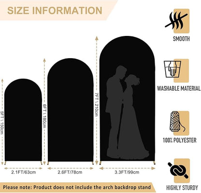 FANPROMS Spandex Arch Backdrop Cover Set of 3 Black Wedding Arch Stand Cover - Image 3