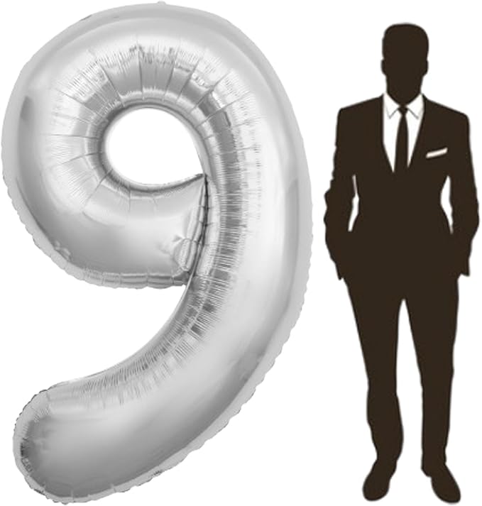 65 Inch Giant Silver Foil Number Balloon, Old Children's Birthday Party Helium by Yimenbloon