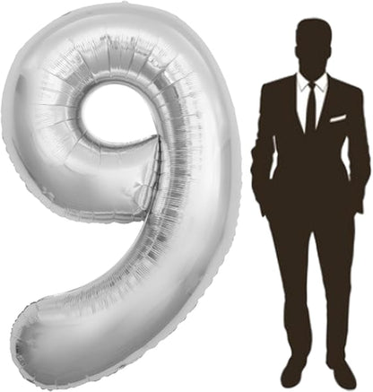 65 Inch Giant Silver Foil Number Balloon, Old Children's Birthday Party Helium by Yimenbloon