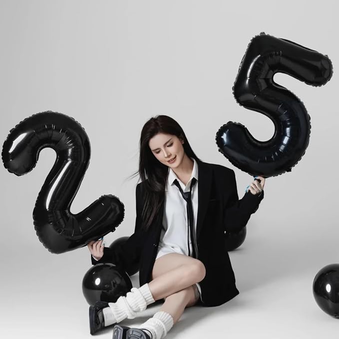 40 inch Black 5 Number Balloon Giant Foil Helium Balloons Black Large Digital - Image 5
