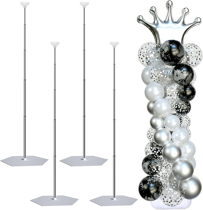 Balloon Arch Stand, Balloon Stand Set of 4, 7 Feet Height Adjustable Metal by SINBEE