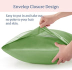 BEDELITE Satin Pillowcase for Hair and Skin, Super Soft and Cooling Similar to Silk Pillow Cases 2 Pack with Envelope Closure, Gift for Women Men(20"x36" King Size, Sage Green)