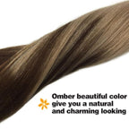 GOO GOO Clip in Hair Extensions Real Human Hair, Remy Human Hair Extensions Clip ins for Women, Natural Human Hair, 14inch 120g 7Pcs, 4/18 Balayage Chocolate Brown Highlighted Dirty Blonde