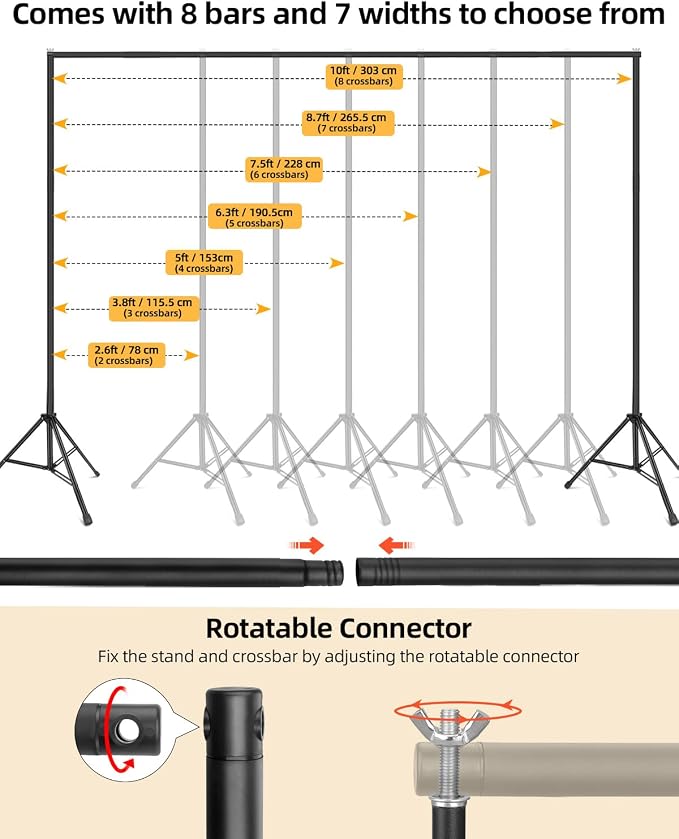 Hemmotop Photo Backdrop Stand, Secure Straight Thread Connection | Stable Metal - Image 2