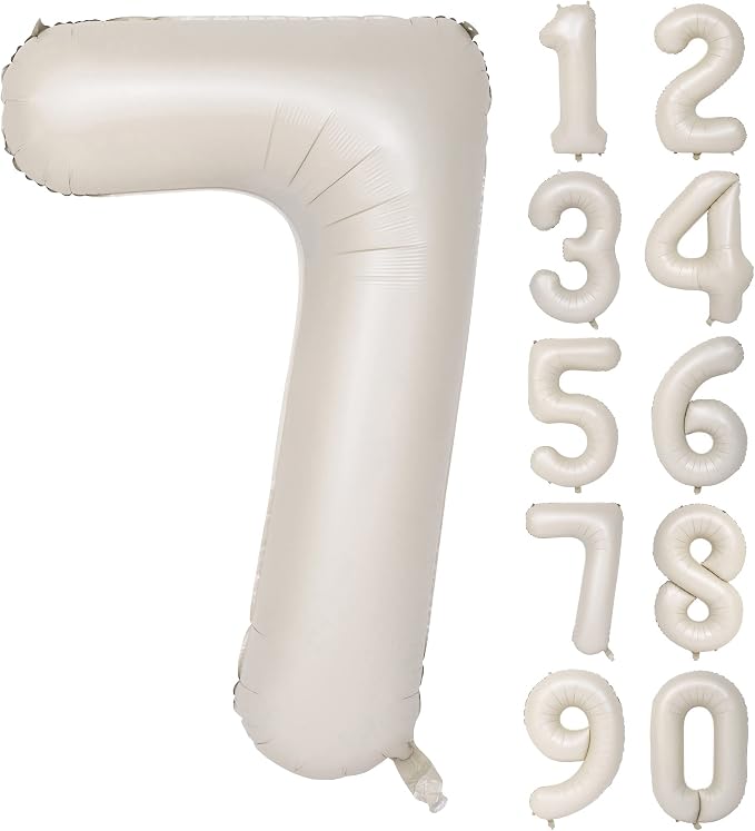 40 In Cream white Number Balloons 7 Helium Foil Mylar Balloon Digital 7 | by Exquisitehighqualitypartydecorationstomeetyoureveryneed%EF%BC%81