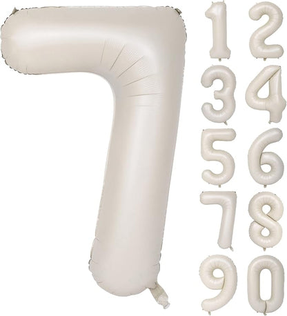 40 In Cream white Number Balloons 7 Helium Foil Mylar Balloon Digital 7 | by Exquisitehighqualitypartydecorationstomeetyoureveryneed%EF%BC%81