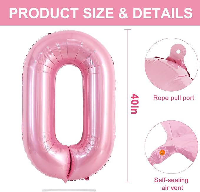 TONIFUL 40 Inch Large Pink Letter O Balloons Giant Foil Mylar Alphabet Balloon - Image 3