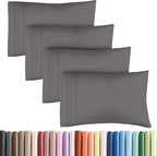 Queen Pillow Cases Set of 4 - Ultra Soft Hotel Quality Pillowcase Covers - Comfy, Cozy & Wrinkle Free - Shrinkage, Stain & Fade Resistant - Machine Washable Pillow Protectors - 4 Piece Set - Dark Grey