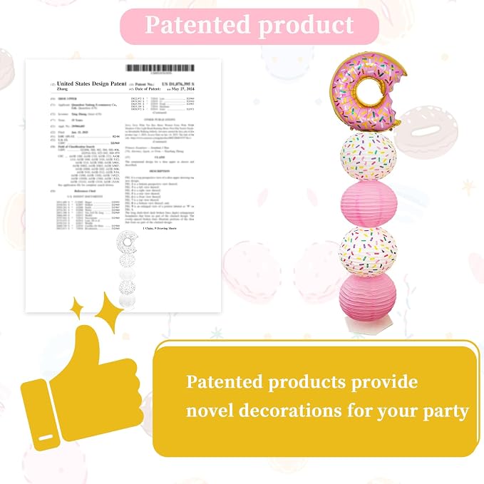 Donut Balloon Column Stand & Paper Lantern 2 Sets Donut party decoration | - Image 4