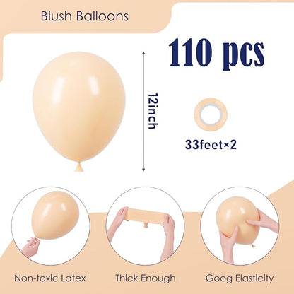 Voircoloria 110pcs Blush Nude Latex Party Balloons, 12inch | - Image 2