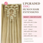 GOO GOO Clip in Hair Extensions Real Human Hair, Remy Human Hair Extensions Clip ins for Women, Natural Human Hair, 16inch 150g 9Pcs, 16/22 Light Blonde Highlighted Golden Blonde
