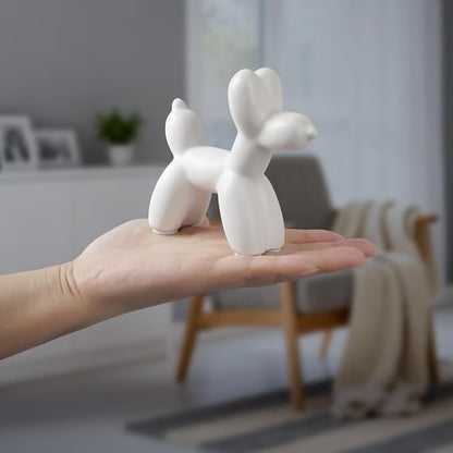 Notakia Cute Ceramics White Balloon Dog Statue Crafts Living Room Desktop - Image 8