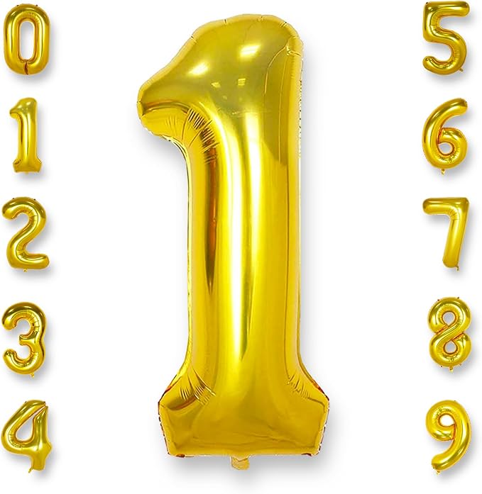 AULE 40 Inch Gold 1 Balloon Number Foil 0-9 Birthday Big Numbers | Birthday by AULE