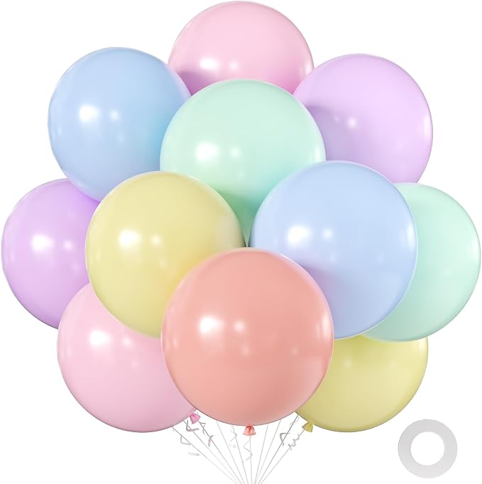 Pastel Multicolor Balloons 18 Inch 24 Pack Matte Helium Latex Round Balloons by KALOR