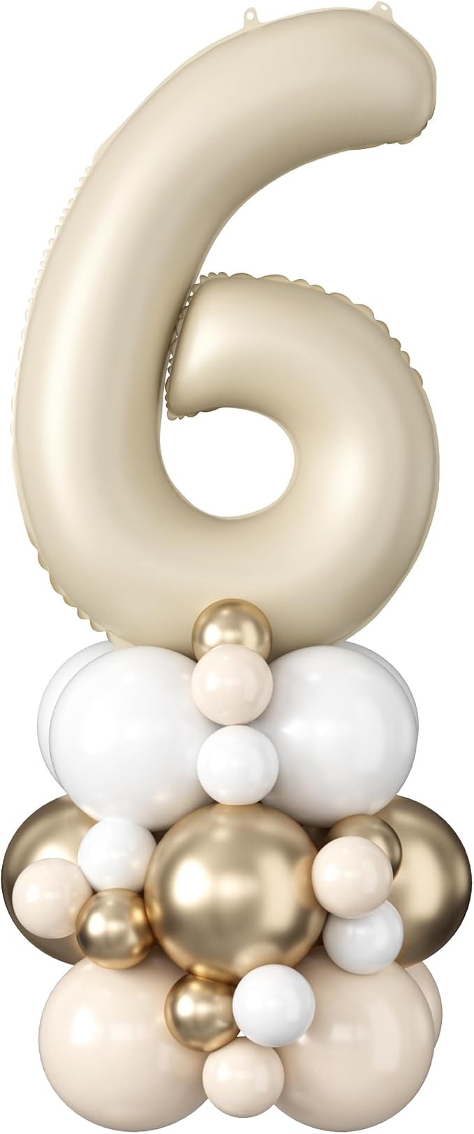 40 Inch Cream Number 6 Birthday Balloon Beige White Sand Number Six Foil by Domgoge