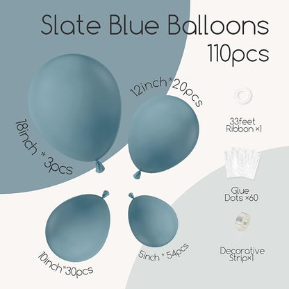 Awenztech 110pcs Slate Blue Balloon Arch Garland Kit 18 12 10 5 inch | Baby - Image 2