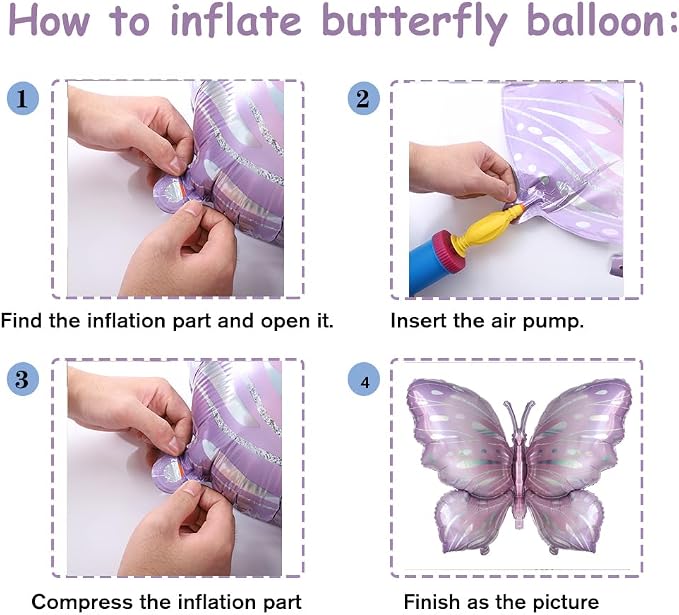 Purple Butterfly Balloons 4 Pieces - Image 3
