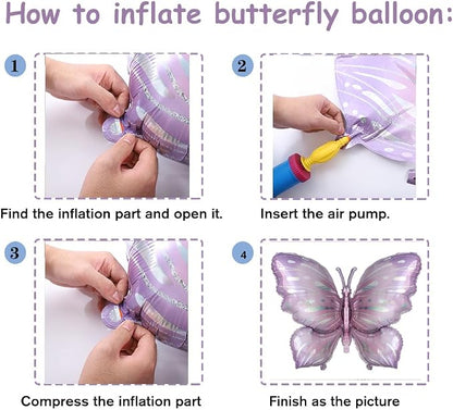 Purple Butterfly Balloons 4 Pieces - Image 3
