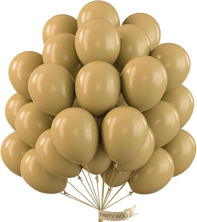 PartyWoo Tan Balloons 100 pcs 12 Inch Light Brown Neutral Boho Coffee Latex by PartyWoo