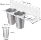 Hair Tool Organizer Wall Mount, Stainless Steel Hair Tool Holder with 2 Heat-Resistant Cups, Curling Iron Holder for Vanity, Hot Tools Organizer with PVC Ring,Hair Dryer Holder for Bathroom