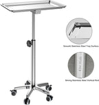 ChoJiah Extra Large Mayo Stand Rolling Salon Tray on Wheels Hairstylist Tray Heavy Duty Tattoo Tray, Ideal Use for for Hair Salon Dental Hairstylist Cart
