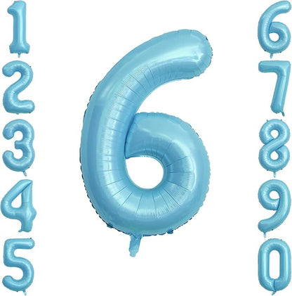 Pearlescent Blue Number 6 Balloon 40 Inch, Large Light Blue Mylar Foil Balloon by Unknown