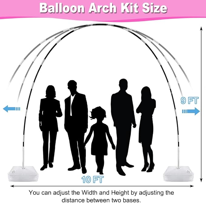 Balloon Arch Kit and Balloon Pump, 9Ft Tall & 10Ft Wide Adjustable Balloon Arch - Image 3