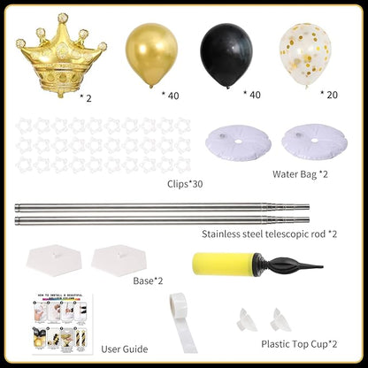 Black Gold Balloon Column Stand Kit 2 Sets, 7ft Height Adjustable Metal Balloon - Image 3