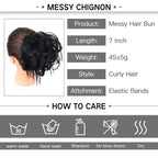 HMD Tousled Updo Messy Bun Hairpiece Hair Extension Ponytail with Elastic Rubber Band Updo Ponytail Hairpiece Synthetic Hair Extensions Scrunchies Ponytail Hairpieces for Women
