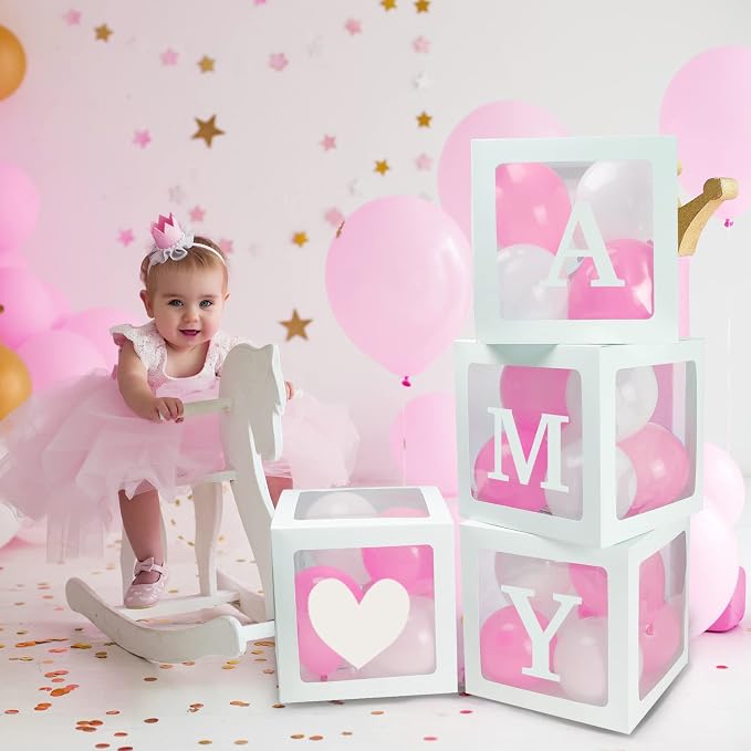 RUBFAC Baby Boxes with Letters and 36 Balloons - Image 5
