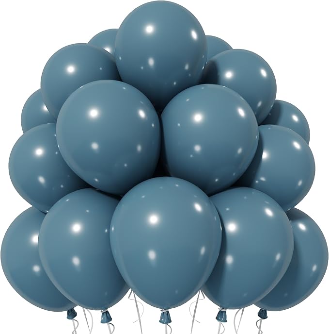 Jobkoo Slate Blue Balloons 12 Inch, Dusty Dark Teal Blue Latex Balloon | Matte by Jobkoo