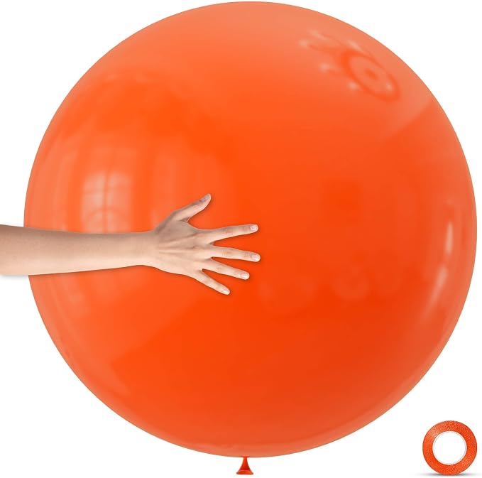 5Pcs Orange Big Balloons 36 Inch, Round Large Latex Party Balloons by Qikoolaa