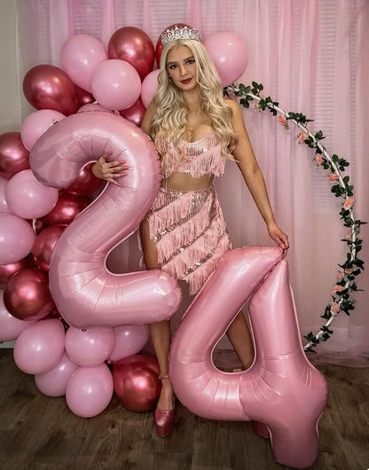 Pearl Pink Number 2 Balloon 40 inch, Balloon numbers party supplies, deco photo - Image 6