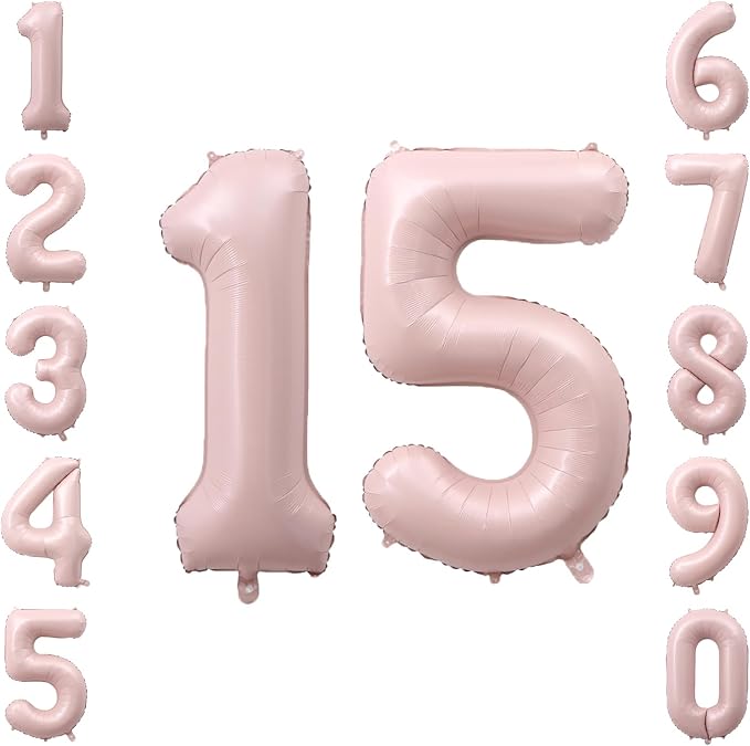 Baby Pink Number 15 Balloon 40 Inch, Foil Digits Festive Party Supplies | by Unknown