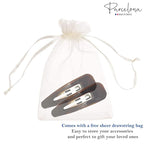Parcelona French Clic Clac 3 1/4" Tortoise Shell Brown Celluloid No Slip Grip Snap Hair Clips for Women