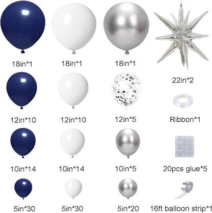 Navy Blue and Silver Balloon Garland Arch Kit - Image 6