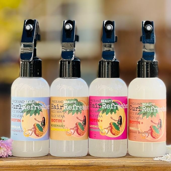 Rice Water For Hair Growth - Hair & Scalp Treatment, Rosemary Water Spray For Hair Growth, Infused with Biotin, Vegan Non-Greasy Spray Naturally Thicker hair. (Vanilla + Cedarwood, 4 OUNCES) (8 OUNCES, Vanilla Cedarwood)