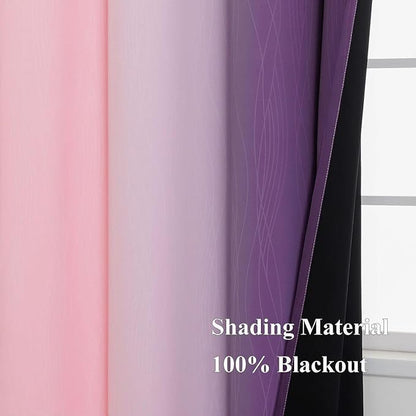 Pink and Purple Ombre Short Blackout Curtains 36 Inch Long, Thermal Insulated - Image 5
