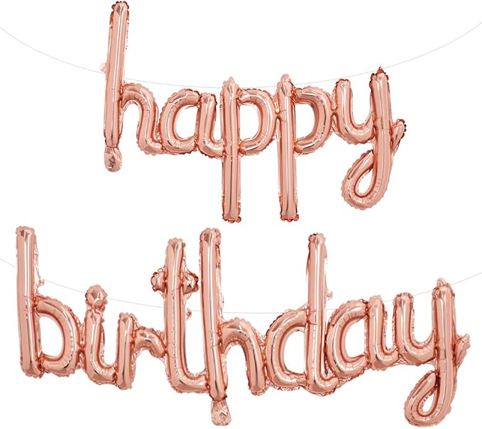 TONIFUL Rose Gold Happy Birthday Balloons Banner, 16 Inch Mylar Foil by TONIFUL