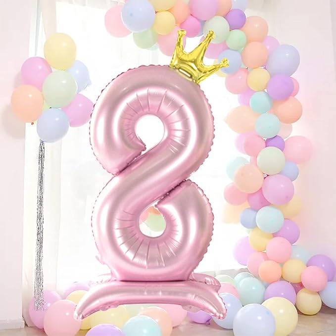 Crown Pink Number 8 Balloon - Image 4