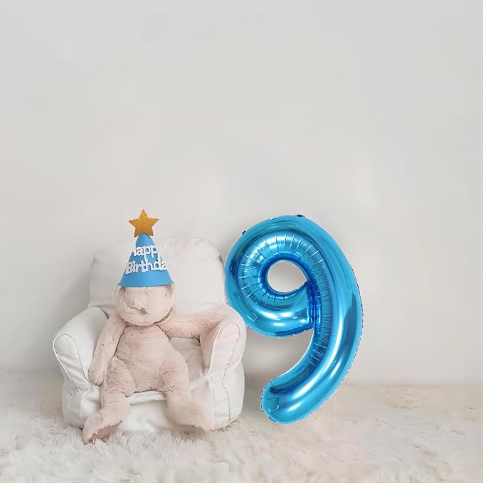 40 Inch Blue Number Balloons, Helium Mylar Foil Number Balloons - Image 6