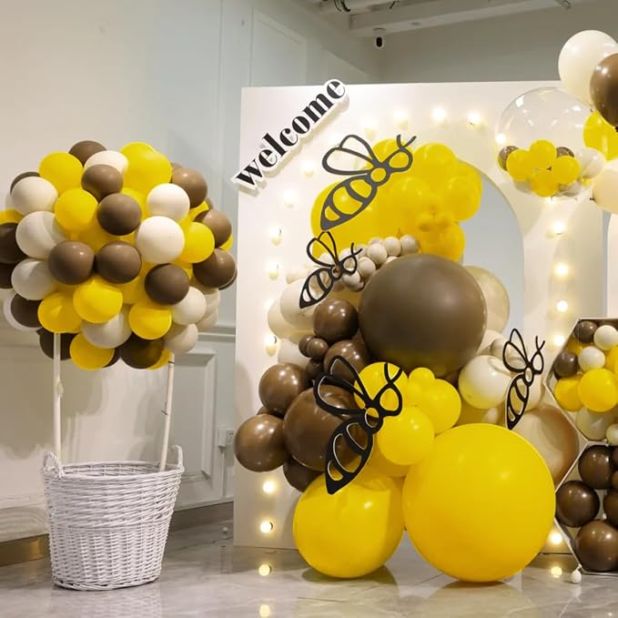 Yellow Brown White Balloon Garland Arch Kit - Image 4