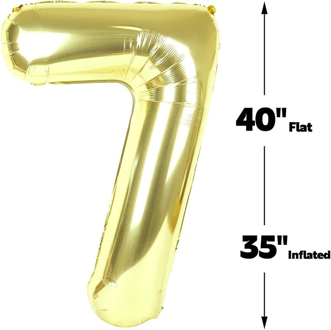Champagne Gold Number 7 Balloon 40 inch, Balloon numbers party supplies - Image 3