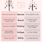 Wand Curling Iron Hair Crimper, Emocci Pro Large 3 Barrel (0.35"-1.25" Ceramic Barrel) Hair Crimper for Women Beach Waves Instant Heat Hair Waver Set for Long Hair Curlers 5-in-1 Curling Wand Set